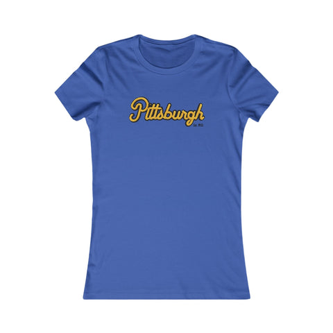 Pittsburgh Faux Embroidery Women's Slim Feminine Fit Tee T-Shirt - YinzerShop