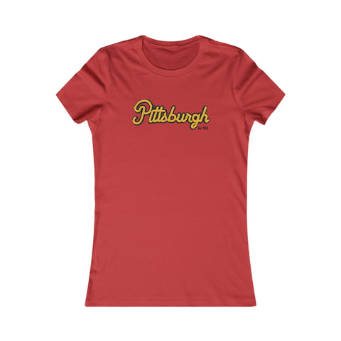 Pittsburgh Faux Embroidery Women's Slim Feminine Fit Tee T-Shirt - YinzerShop