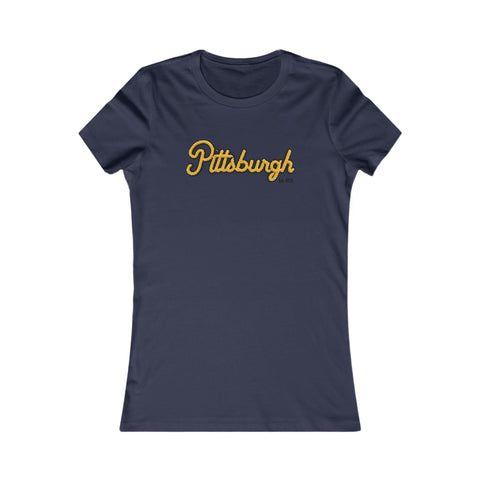 Pittsburgh Faux Embroidery Women's Slim Feminine Fit Tee T-Shirt - YinzerShop