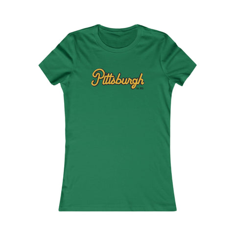 Pittsburgh Faux Embroidery Women's Slim Feminine Fit Tee T-Shirt - YinzerShop