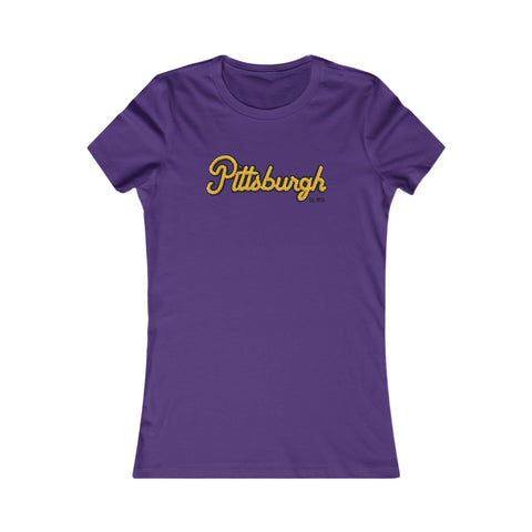 Pittsburgh Faux Embroidery Women's Slim Feminine Fit Tee T-Shirt - YinzerShop