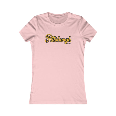 Pittsburgh Faux Embroidery Women's Slim Feminine Fit Tee T-Shirt - YinzerShop