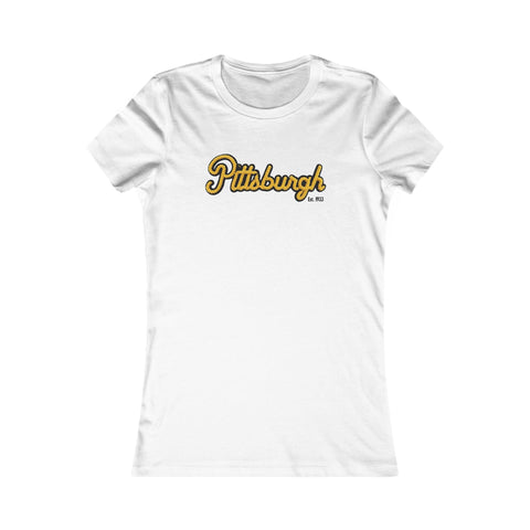 Pittsburgh Faux Embroidery Women's Slim Feminine Fit Tee T-Shirt - YinzerShop