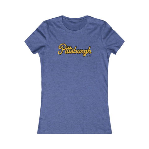 Pittsburgh Faux Embroidery Women's Slim Feminine Fit Tee T-Shirt - YinzerShop