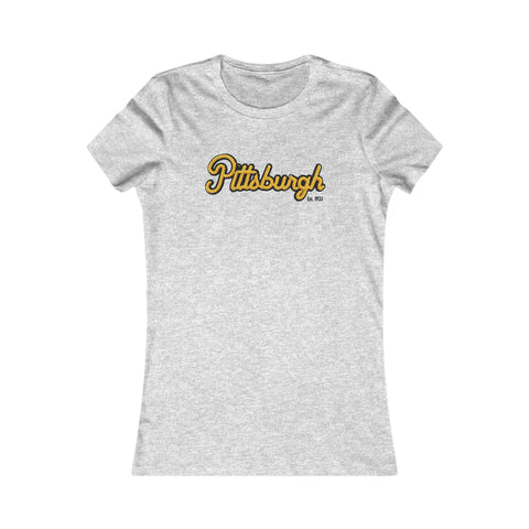 Pittsburgh Faux Embroidery Women's Slim Feminine Fit Tee T-Shirt - YinzerShop