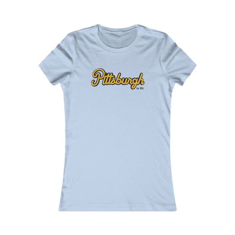 Pittsburgh Faux Embroidery Women's Slim Feminine Fit Tee T-Shirt - YinzerShop
