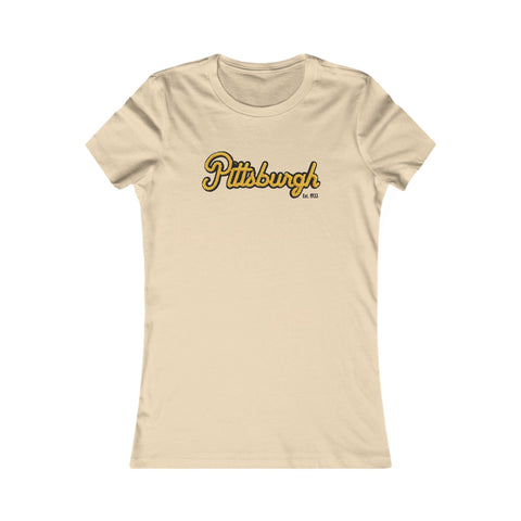 Pittsburgh Faux Embroidery Women's Slim Feminine Fit Tee T-Shirt - YinzerShop