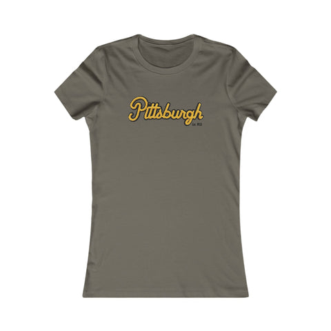 Pittsburgh Faux Embroidery Women's Slim Feminine Fit Tee T-Shirt - YinzerShop