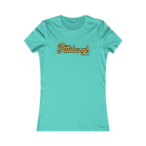 Pittsburgh Faux Embroidery Women's Slim Feminine Fit Tee T-Shirt - YinzerShop