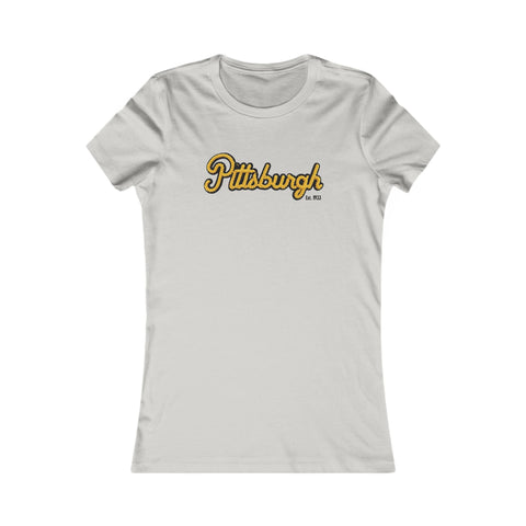 Pittsburgh Faux Embroidery Women's Slim Feminine Fit Tee T-Shirt - YinzerShop