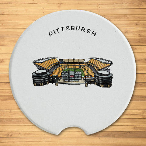 Pittsburgh Football Field Ceramic Car Coaster - Single Coaster Car Coaster - YinzerShop