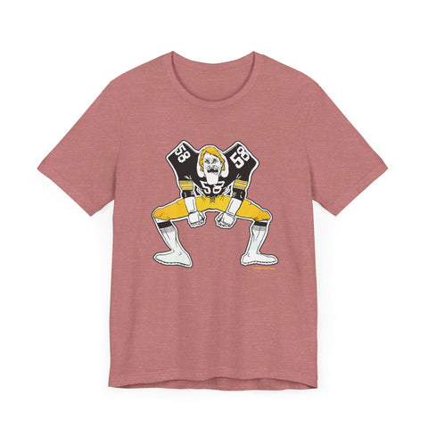 Pittsburgh Football Linebacker Cartoon - Short Sleeve Tee T-Shirt - YinzerShop