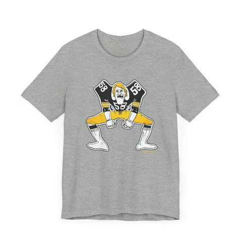 Pittsburgh Football Linebacker Cartoon - Short Sleeve Tee T-Shirt - YinzerShop