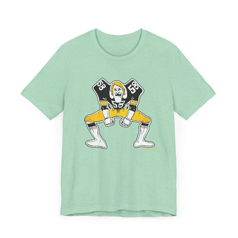 Pittsburgh Football Linebacker Cartoon - Short Sleeve Tee T-Shirt - YinzerShop