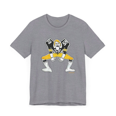 Pittsburgh Football Linebacker Cartoon - Short Sleeve Tee T-Shirt - YinzerShop