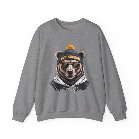 Pittsburgh Game Day Bear - Heavy Blend™ Crewneck Sweatshirt Sweatshirt - YinzerShop