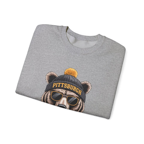 Pittsburgh Game Day Bear - Heavy Blend™ Crewneck Sweatshirt Sweatshirt - YinzerShop