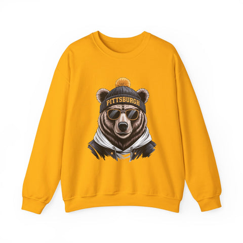 Pittsburgh Game Day Bear - Heavy Blend™ Crewneck Sweatshirt Sweatshirt - YinzerShop