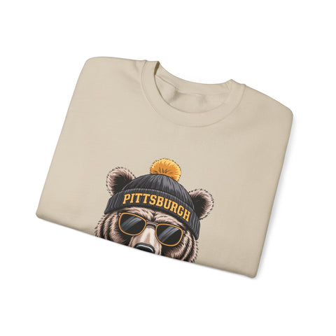 Pittsburgh Game Day Bear - Heavy Blend™ Crewneck Sweatshirt Sweatshirt - YinzerShop