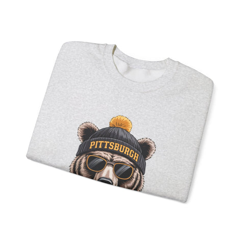 Pittsburgh Game Day Bear - Heavy Blend™ Crewneck Sweatshirt Sweatshirt - YinzerShop