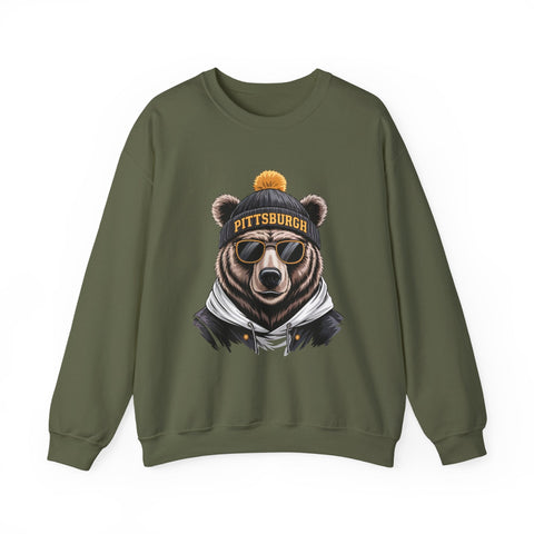 Pittsburgh Game Day Bear - Heavy Blend™ Crewneck Sweatshirt Sweatshirt - YinzerShop