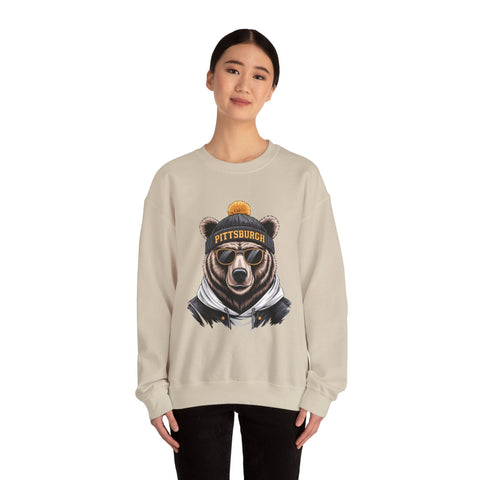 Pittsburgh Game Day Bear - Heavy Blend™ Crewneck Sweatshirt Sweatshirt - YinzerShop