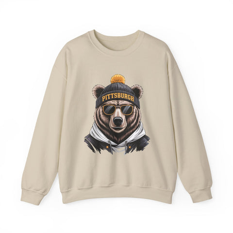 Pittsburgh Game Day Bear - Heavy Blend™ Crewneck Sweatshirt Sweatshirt - YinzerShop