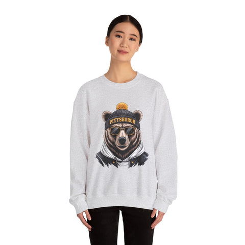 Pittsburgh Game Day Bear - Heavy Blend™ Crewneck Sweatshirt Sweatshirt - YinzerShop
