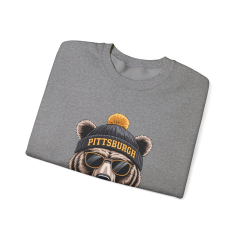 Pittsburgh Game Day Bear - Heavy Blend™ Crewneck Sweatshirt Sweatshirt - YinzerShop