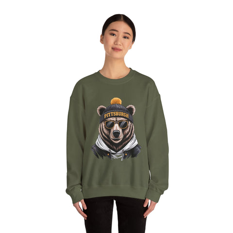 Pittsburgh Game Day Bear - Heavy Blend™ Crewneck Sweatshirt Sweatshirt - YinzerShop