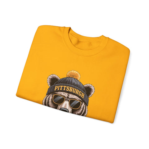 Pittsburgh Game Day Bear - Heavy Blend™ Crewneck Sweatshirt Sweatshirt - YinzerShop