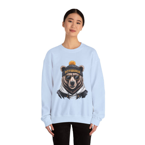 Pittsburgh Game Day Bear - Heavy Blend™ Crewneck Sweatshirt Sweatshirt - YinzerShop