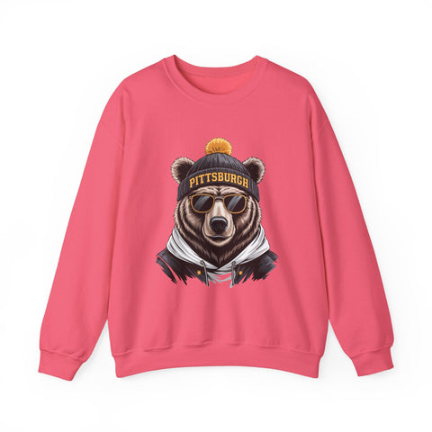 Pittsburgh Game Day Bear - Heavy Blend™ Crewneck Sweatshirt Sweatshirt - YinzerShop