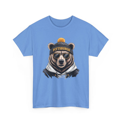 Pittsburgh Game Day Bear - Unisex Heavy Cotton Tee T-Shirt - YinzerShop