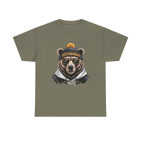 Pittsburgh Game Day Bear - Unisex Heavy Cotton Tee T-Shirt - YinzerShop