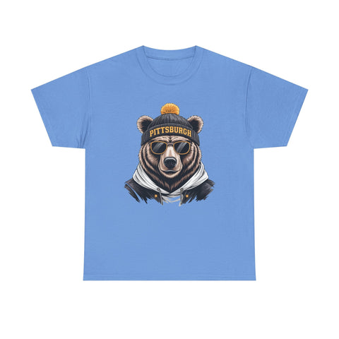 Pittsburgh Game Day Bear - Unisex Heavy Cotton Tee T-Shirt - YinzerShop