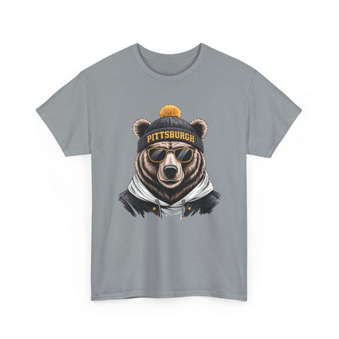Pittsburgh Game Day Bear - Unisex Heavy Cotton Tee T-Shirt - YinzerShop