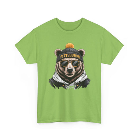 Pittsburgh Game Day Bear - Unisex Heavy Cotton Tee T-Shirt - YinzerShop