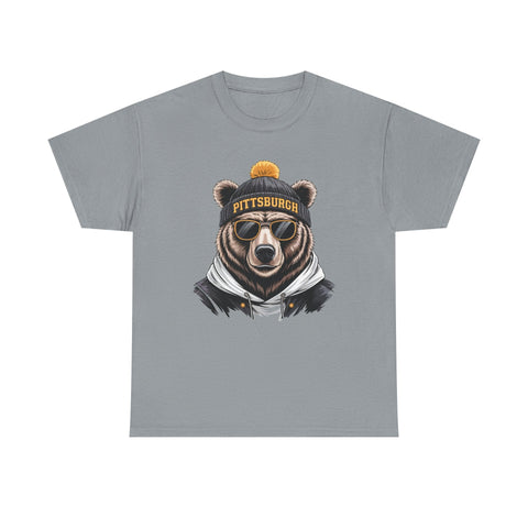 Pittsburgh Game Day Bear - Unisex Heavy Cotton Tee T-Shirt - YinzerShop