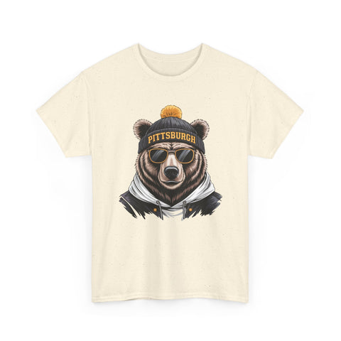 Pittsburgh Game Day Bear - Unisex Heavy Cotton Tee T-Shirt - YinzerShop