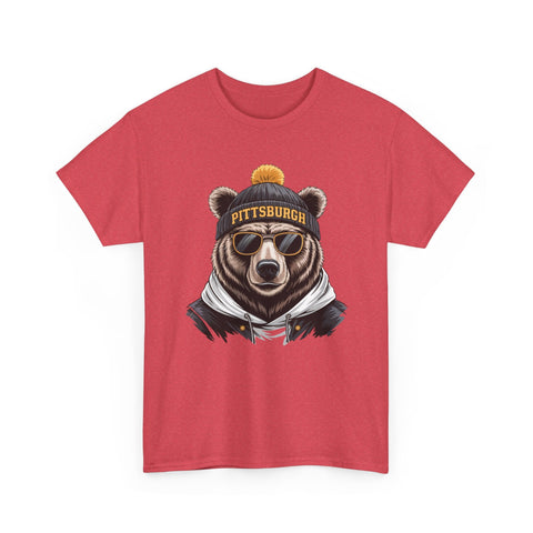 Pittsburgh Game Day Bear - Unisex Heavy Cotton Tee T-Shirt - YinzerShop