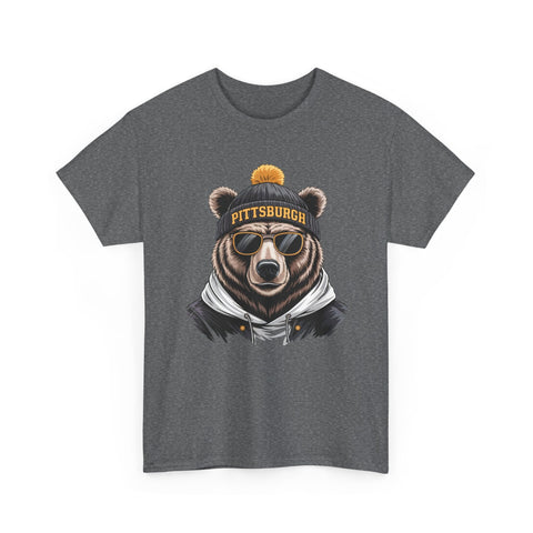 Pittsburgh Game Day Bear - Unisex Heavy Cotton Tee T-Shirt - YinzerShop