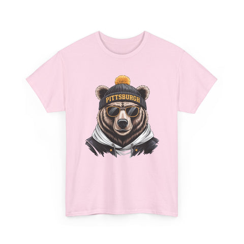 Pittsburgh Game Day Bear - Unisex Heavy Cotton Tee T-Shirt - YinzerShop