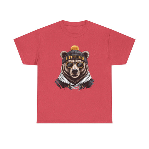 Pittsburgh Game Day Bear - Unisex Heavy Cotton Tee T-Shirt - YinzerShop