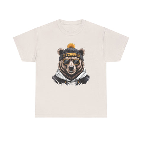 Pittsburgh Game Day Bear - Unisex Heavy Cotton Tee T-Shirt - YinzerShop