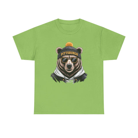 Pittsburgh Game Day Bear - Unisex Heavy Cotton Tee T-Shirt - YinzerShop