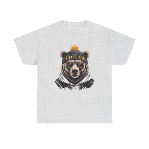 Pittsburgh Game Day Bear - Unisex Heavy Cotton Tee T-Shirt - YinzerShop