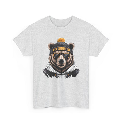 Pittsburgh Game Day Bear - Unisex Heavy Cotton Tee T-Shirt - YinzerShop