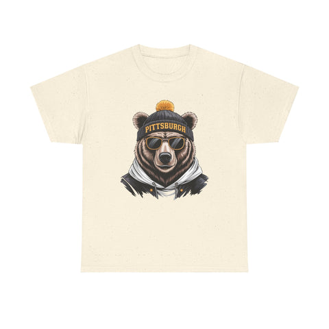 Pittsburgh Game Day Bear - Unisex Heavy Cotton Tee T-Shirt - YinzerShop