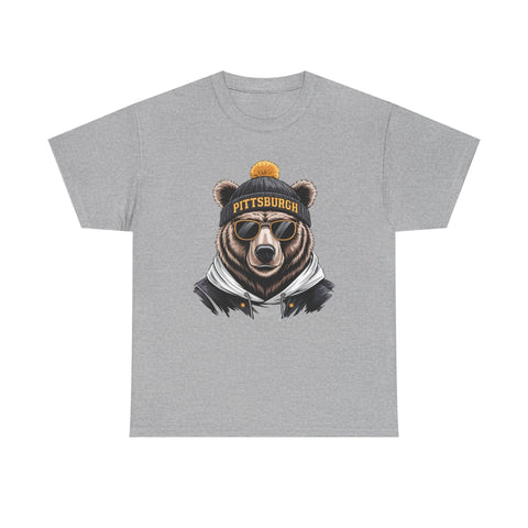 Pittsburgh Game Day Bear - Unisex Heavy Cotton Tee T-Shirt - YinzerShop
